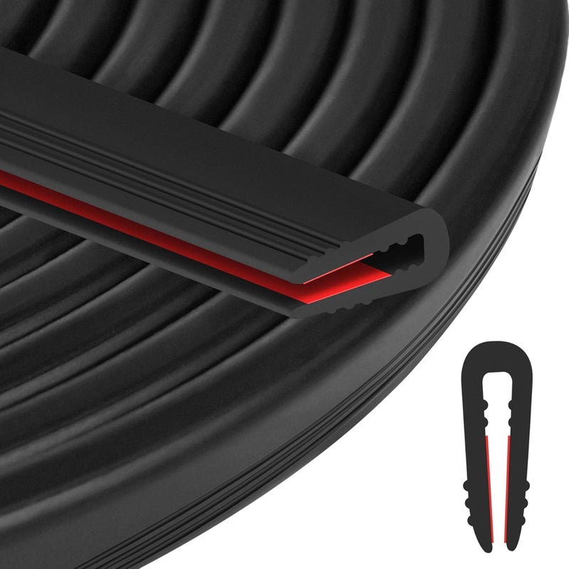 ToLanbbt حافة مطاطية على شكل U - 1/12" شريط معدني ذاتي اللصق لحماية الحواف، شريط ختم EPDM لأبواب السيارات، ألواح فولاذية، زجاج، فتحات، زوايا الطاولات، يناسب 1/12" (2 مم)، 20 قدم، أسود - Image 1